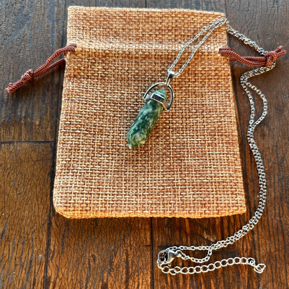 Tree Agate Point Necklace Tree Agate Necklace Crystal Point Necklace